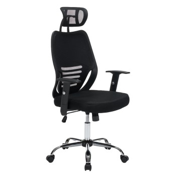 OFFICE CHAIR BRIEF FK1206.01 BLACK MESH FABRIC--CHROMED BASE 63x64x122Hcm.
