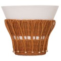 SIDE TABLE ROUND PERRAL FK18164.02S FIBER CEMENT IN WHITE-NATURAL RATTAN--Φ42x36Hcm.