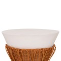 SIDE TABLE ROUND PERRAL FK18164.02S FIBER CEMENT IN WHITE-NATURAL RATTAN--Φ42x36Hcm.