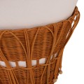 SIDE TABLE ROUND PERRAL FK18164.02S FIBER CEMENT IN WHITE-NATURAL RATTAN--Φ42x36Hcm.