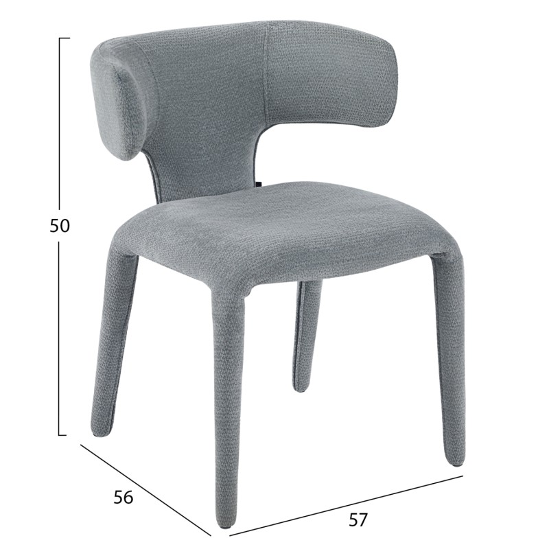 DINING ARMCHAIR BIEN FK18361.01 LIGHT GREY FABRIC 49.5x55.5x76Hcm. DINING ARMCHAIR BIEN FK18361.01 LIGHT GREY FABRIC 49.5x55.5x76Hcm.