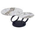 COFFEE TABLE DOUBLE NUBISA FK18364.01 METAL IN BLACK--SINTERED STONE PANDORA Φ80Χ43.5Hcm. COFFEE TABLE DOUBLE NUBISA FK18364.01 METAL IN BLACK--SINTERED STONE PANDORA Φ80Χ43.5Hcm.