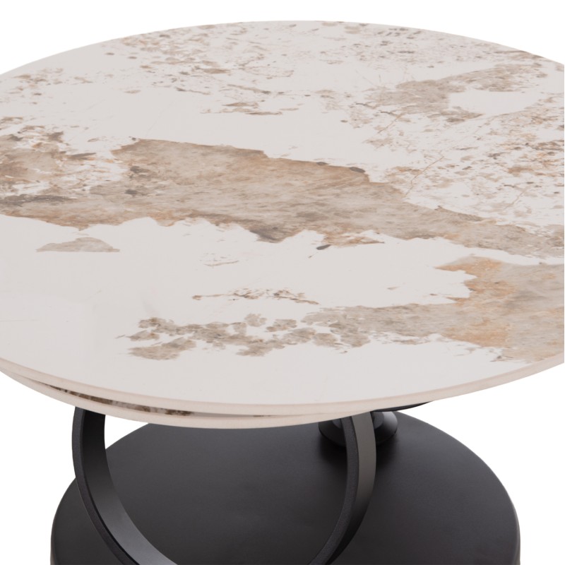 COFFEE TABLE DOUBLE NUBISA FK18364.01 METAL IN BLACK--SINTERED STONE PANDORA Φ80Χ43.5Hcm. COFFEE TABLE DOUBLE NUBISA FK18364.01 METAL IN BLACK--SINTERED STONE PANDORA Φ80Χ43.5Hcm.