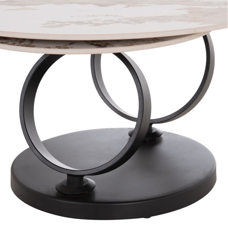 COFFEE TABLE DOUBLE NUBISA FK18364.01 METAL IN BLACK--SINTERED STONE PANDORA Φ80Χ43.5Hcm. COFFEE TABLE DOUBLE NUBISA FK18364.01 METAL IN BLACK--SINTERED STONE PANDORA Φ80Χ43.5Hcm.