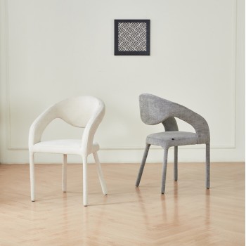 DINING CHAIR OFILIA FK18363.01 LIGHT GREY LINEN FABRIC 58x54.5x85.5Hcm