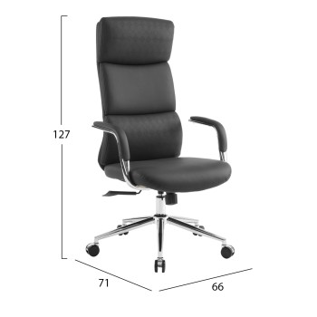 OFFICE CHAIR MEITE FK18353.01 BLACK PU LEATHER--CHROMED BASE 66x71x127Hcm. OFFICE CHAIR MEITE FK18353.01 BLACK PU LEATHER--CHROMED BASE 66x71x127Hcm.