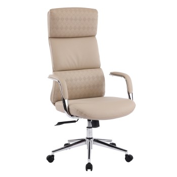 OFFICE CHAIR MEITE FK18353.02 BEIGE PU LEATHER--CHROMED BASE 66x71x127Hcm.