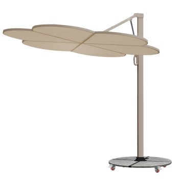 UMBRELLA WITH GROUND BASE SERIES CANNOPY (flower) FK21286.01 ALUMINUM & GRANITE--PENCIL GREY COLOR 2.38x2.2m