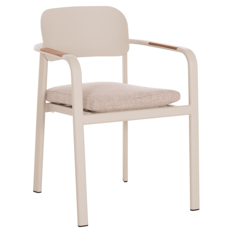 DINING CHAIR ELARA FK6414.05 BEIGE ALUMINUM-OLEFIN FABRIC--TEAK WOOD 56x62x78Hcm. DINING CHAIR ELARA FK6414.05 BEIGE ALUMINUM-OLEFIN FABRIC--TEAK WOOD 56x62x78Hcm.