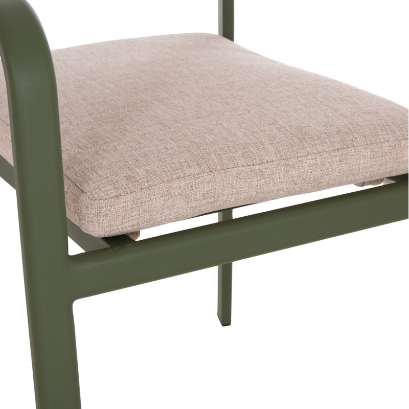 DINING CHAIR ELARA FK6414.06 GREEN ALUMINUM-BEIGE OLEFIN FABRIC--TEAK WOOD 56x62x78Hcm. DINING CHAIR ELARA FK6414.06 GREEN ALUMINUM-BEIGE OLEFIN FABRIC--TEAK WOOD 56x62x78Hcm.