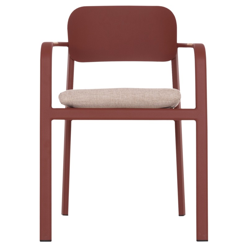 DINING CHAIR ELARA FK6414.07 RED ALUMINUM-BEIGE OLEFIN FABRIC--TEAK WOOD 56x62x78Hcm. DINING CHAIR ELARA FK6414.07 RED ALUMINUM-BEIGE OLEFIN FABRIC--TEAK WOOD 56x62x78Hcm.