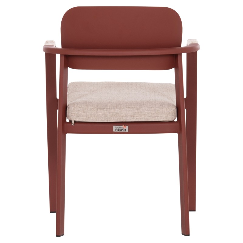 DINING CHAIR ELARA FK6414.07 RED ALUMINUM-BEIGE OLEFIN FABRIC--TEAK WOOD 56x62x78Hcm. DINING CHAIR ELARA FK6414.07 RED ALUMINUM-BEIGE OLEFIN FABRIC--TEAK WOOD 56x62x78Hcm.