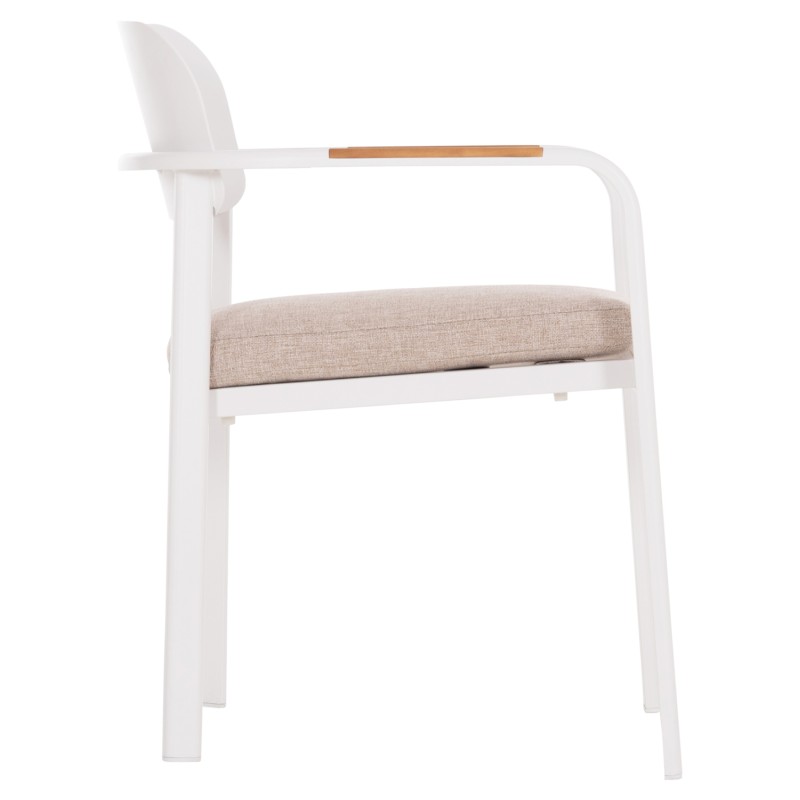 DINING CHAIR ELARA FK6414.02 WHITE ALUMINUM-BEIGE OLEFIN FABRIC--TEAK WOOD 56x62x78Hcm. DINING CHAIR ELARA FK6414.02 WHITE ALUMINUM-BEIGE OLEFIN FABRIC--TEAK WOOD 56x62x78Hcm.