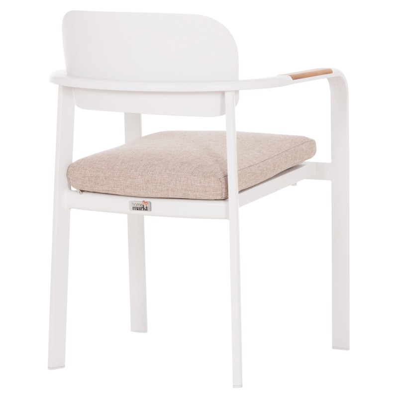 DINING CHAIR ELARA FK6414.02 WHITE ALUMINUM-BEIGE OLEFIN FABRIC--TEAK WOOD 56x62x78Hcm. DINING CHAIR ELARA FK6414.02 WHITE ALUMINUM-BEIGE OLEFIN FABRIC--TEAK WOOD 56x62x78Hcm.