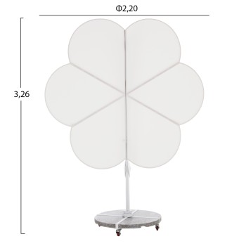 UMBRELLA WITH GROUND BASE SERIES CANNOPY (flower) FK21286.02 ALUMINUM & GRANITE--WHITE COLOR 2.38x2.2m UMBRELLA WITH GROUND BASE SERIES CANNOPY (flower) FK21286.02 ALUMINUM & GRANITE--WHITE COLOR 2.38x2.2m