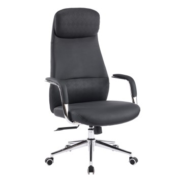 OFFICE CHAIR SONTY FK18354.01 BLACK PU LEATHER--CHROMED BASE 64x68x125Hcm.