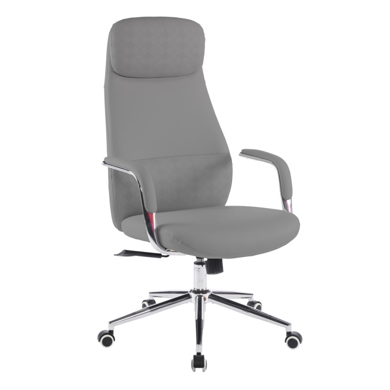 OFFICE CHAIR SONTY FK18354.10 GREY PU LEATHER--CHROMED BASE 64x68x125Hcm. OFFICE CHAIR SONTY FK18354.10 GREY PU LEATHER--CHROMED BASE 64x68x125Hcm.