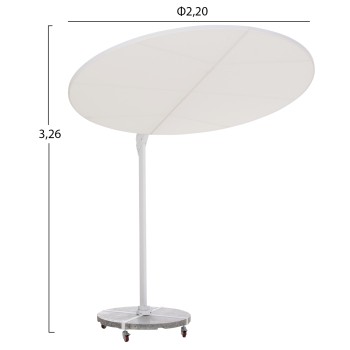 UMBRELLA WITH GROUND BASE SERIES CANNOPY FK21285.02 ALUMINUM & GRANITE--WHITE COLOR Φ2.2m UMBRELLA WITH GROUND BASE SERIES CANNOPY FK21285.02 ALUMINUM & GRANITE--WHITE COLOR Φ2.2m
