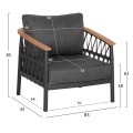 OUTDOOR LOUNGE SET 5PCS STREAM FK6426.01 DARK GREY ALUMINUM-STRAP ROPE- OLEFIN FABRIC