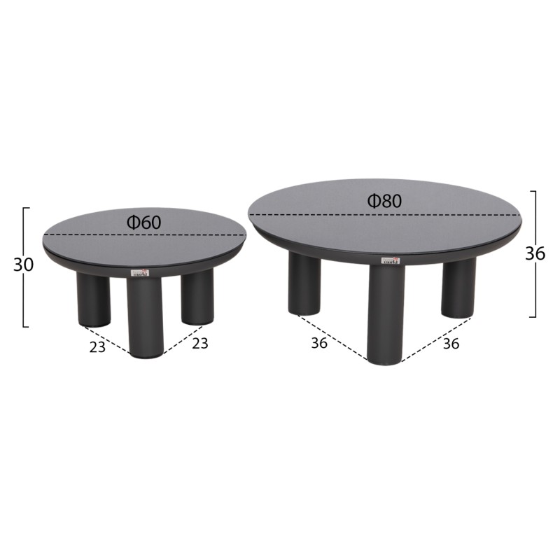 OUTDOOR LOUNGE SET 5PCS STREAM FK6426.01 DARK GREY ALUMINUM-STRAP ROPE- OLEFIN FABRIC