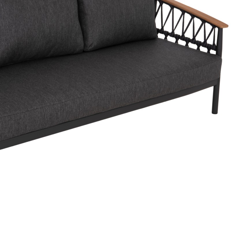 OUTDOOR LOUNGE SET 5PCS STREAM FK6426.01 DARK GREY ALUMINUM-STRAP ROPE- OLEFIN FABRIC
