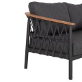 OUTDOOR LOUNGE SET 5PCS STREAM FK6426.01 DARK GREY ALUMINUM-STRAP ROPE- OLEFIN FABRIC