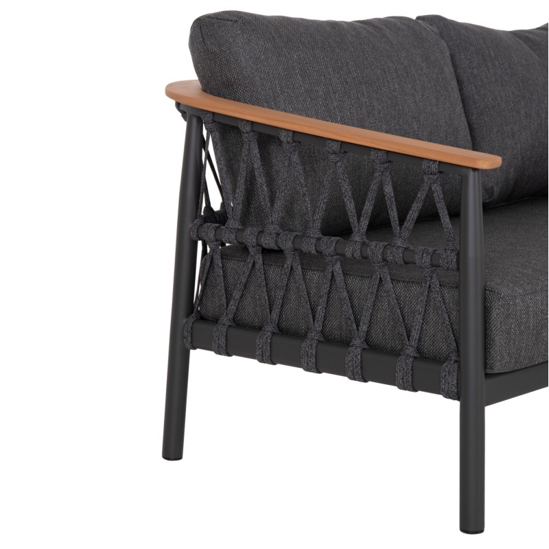 OUTDOOR LOUNGE SET 5PCS STREAM FK6426.01 DARK GREY ALUMINUM-STRAP ROPE- OLEFIN FABRIC