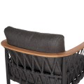 OUTDOOR LOUNGE SET 5PCS STREAM FK6426.01 DARK GREY ALUMINUM-STRAP ROPE- OLEFIN FABRIC