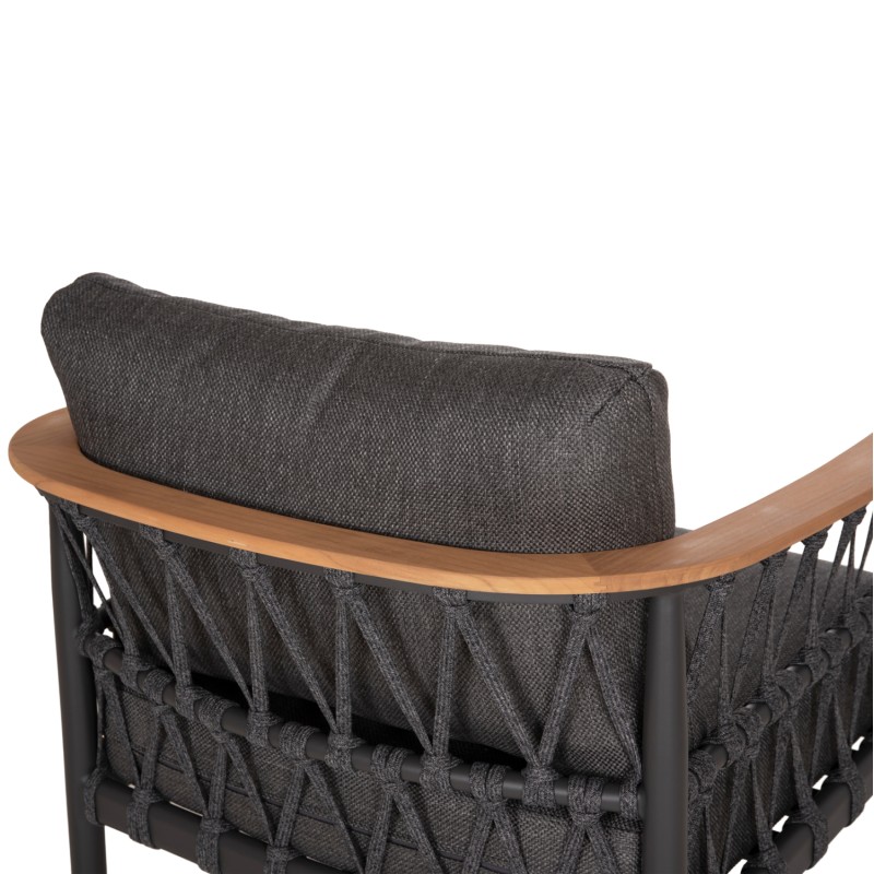 OUTDOOR LOUNGE SET 5PCS STREAM FK6426.01 DARK GREY ALUMINUM-STRAP ROPE- OLEFIN FABRIC