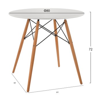 DINING SET 3PCS TWIST FK21372 ROUND TABLE Φ80 & 2 DINING CHAIRS IN WHITE COLOR