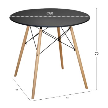 DINING SET 3PCS TWIST FK21373 ROUND TABLE Φ80 & 2 DINING CHAIRS IN BLACK COLOR