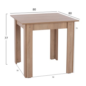 DINING SET 3PCS KELVIN FK21376 SQUARE TABLE IN SONAMA OAK--2 DINING CHAIRS IN BLACK