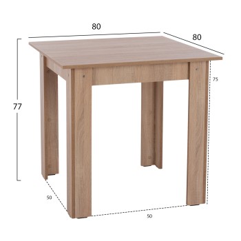DINING SET 3PCS KELVIN FK21376 SQUARE TABLE IN SONAMA OAK--2 DINING CHAIRS IN BLACK