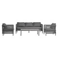 OUTDOOR LOUNGE SET 4PCS SONDRA FK6251.01 ALUMINUM-ROPE-CUSHIONS IN GREY