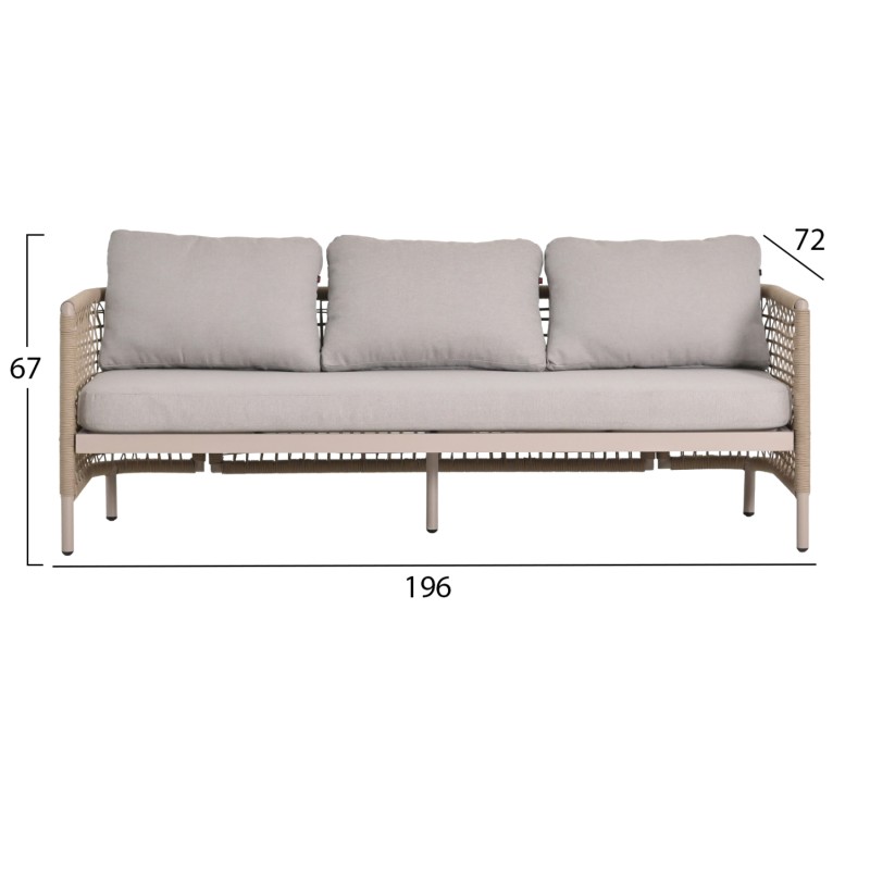 OUTDOOR LOUNGE SET 4PCS SONDRA FK6251.02 ALUMINUM & ROPE IN CAPPUCCINO--CUSHIONS IN BEIGE OUTDOOR LOUNGE SET 4PCS SONDRA FK6251.02 ALUMINUM & ROPE IN CAPPUCCINO--CUSHIONS IN BEIGE