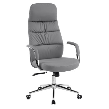 OFFICE CHAIR TEETER FK18355.10 GREY PU LEATHER--CHROMED BASE 67x66x121Hcm.