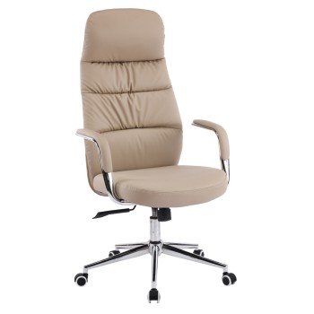 OFFICE CHAIR TEETER FK18355.02 BEIGE PU LEATHER--CHROMED BASE 67x66x121Hcm.