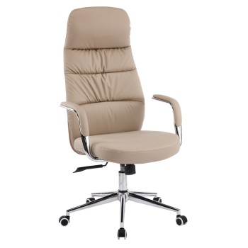 OFFICE CHAIR TEETER FK18355.02 BEIGE PU LEATHER--CHROMED BASE 67x66x121Hcm.
