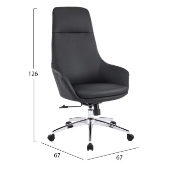 OFFICE CHAIR BEKKER FK18359.01 BLACK PU LEATHER--CHROMED BASE 67x67x126Hcm. OFFICE CHAIR BEKKER FK18359.01 BLACK PU LEATHER--CHROMED BASE 67x67x126Hcm.