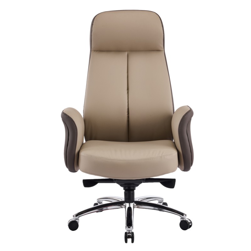 OFFICE CHAIR DRAMON FK18356.02 BEIGE-BROWN PU LEATHER--CHROMED BASE 66x70x132.5Hcm. OFFICE CHAIR DRAMON FK18356.02 BEIGE-BROWN PU LEATHER--CHROMED BASE 66x70x132.5Hcm.