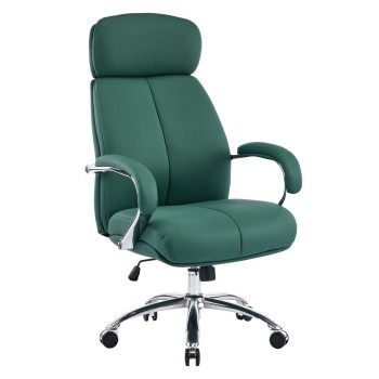 OFFICE CHAIR TOREN FK18357.07 GREEN PU LEATHER--CHROMED BASE 66x74x128Hcm