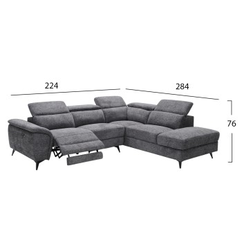 SOFA RIGHT CORNER-RECLINE & STORAGE SPACE RESTRO ΗΜ3339.01R GREY FABRIC 290x220x80Hcm. SOFA RIGHT CORNER-RECLINE & STORAGE SPACE RESTRO ΗΜ3339.01R GREY FABRIC 290x220x80Hcm.