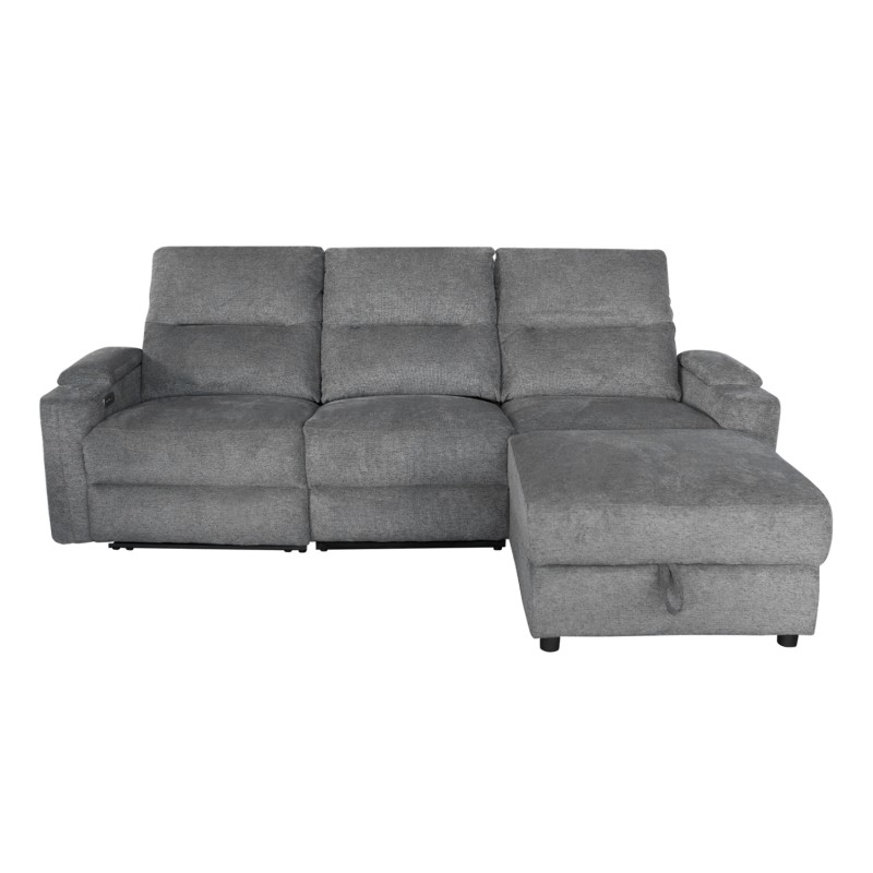RIGHT CORNER SOFA SYNTHIA FK3308.03R RECLINE & STORAGE SPACE--GREY FABRIC 245x170x98Hcm. RIGHT CORNER SOFA SYNTHIA FK3308.03R RECLINE & STORAGE SPACE--GREY FABRIC 245x170x98Hcm.