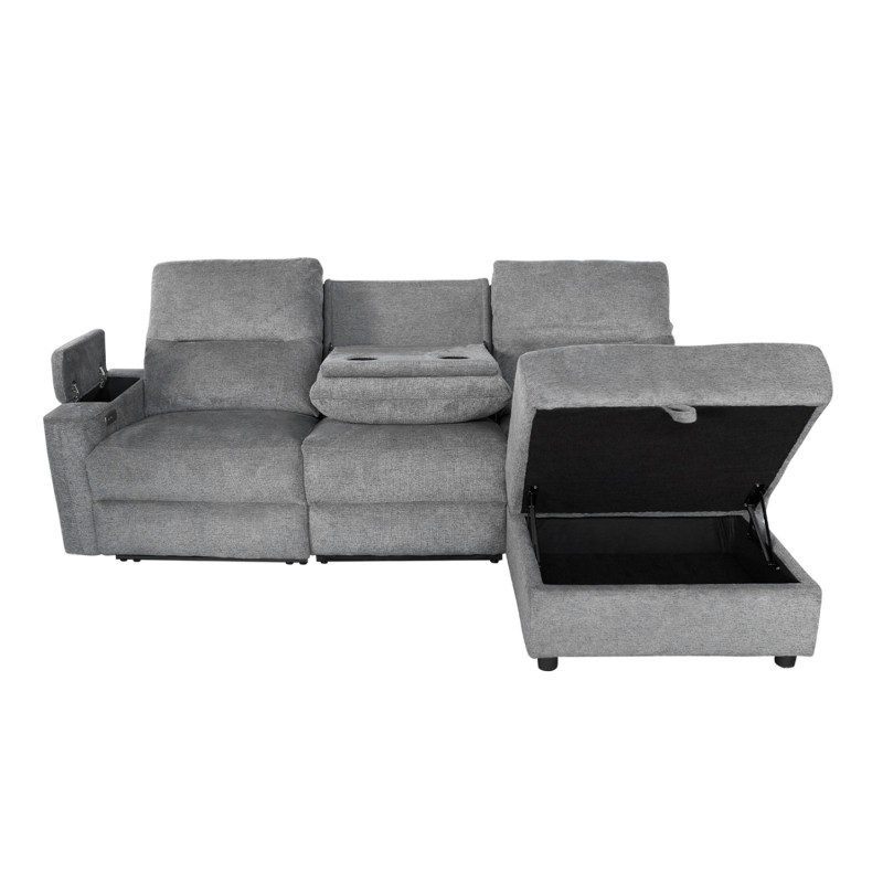 RIGHT CORNER SOFA SYNTHIA FK3308.03R RECLINE & STORAGE SPACE--GREY FABRIC 245x170x98Hcm. RIGHT CORNER SOFA SYNTHIA FK3308.03R RECLINE & STORAGE SPACE--GREY FABRIC 245x170x98Hcm.