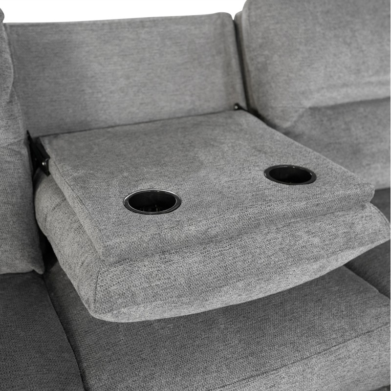 RIGHT CORNER SOFA SYNTHIA FK3308.03R RECLINE & STORAGE SPACE--GREY FABRIC 245x170x98Hcm. RIGHT CORNER SOFA SYNTHIA FK3308.03R RECLINE & STORAGE SPACE--GREY FABRIC 245x170x98Hcm.