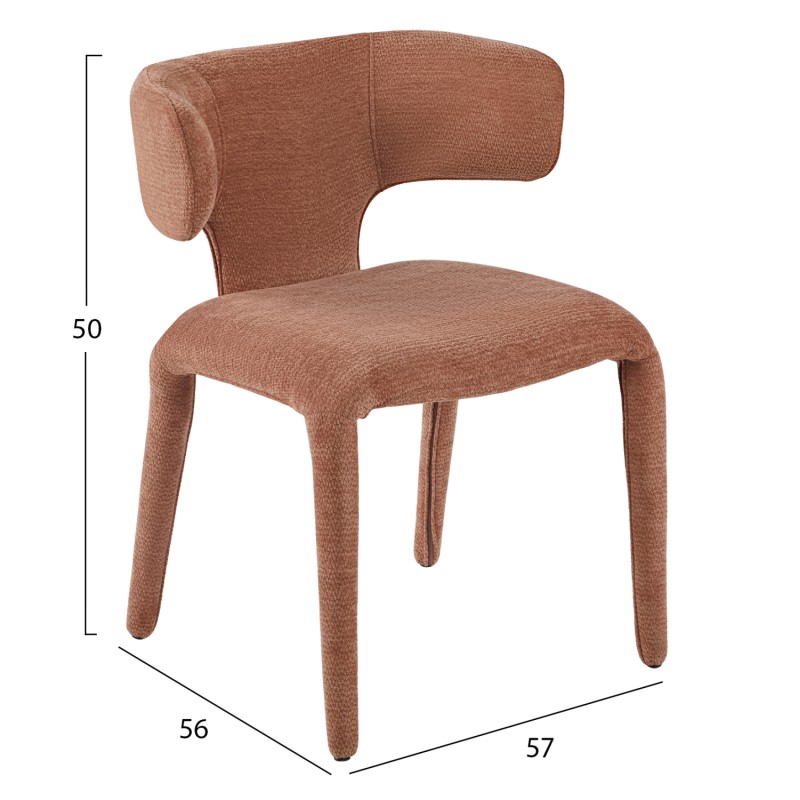DINING ARMCHAIR BIEN FK18361.03 TERRACOTTA LINEN FABRIC 49.5x55.5x76Hcm. DINING ARMCHAIR BIEN FK18361.03 TERRACOTTA LINEN FABRIC 49.5x55.5x76Hcm.