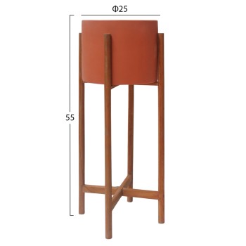 INDOOR POT RENTIL FK4684.08S FIBER CEMENT IN TERRACOTTA COLOR--TEAK BASE Φ27x56Hcm INDOOR POT RENTIL FK4684.08S FIBER CEMENT IN TERRACOTTA COLOR--TEAK BASE Φ27x56Hcm