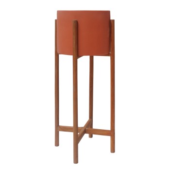 INDOOR POT RENTIL FK4684.08S FIBER CEMENT IN TERRACOTTA COLOR--TEAK BASE Φ27x56Hcm