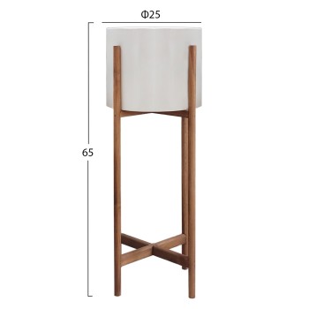 INDOOR POT RENTIL FK4684.02L FIBER CEMENT IN WHITE COLOR--TEAK BASE Φ27x66Hcm INDOOR POT RENTIL FK4684.02L FIBER CEMENT IN WHITE COLOR--TEAK BASE Φ27x66Hcm
