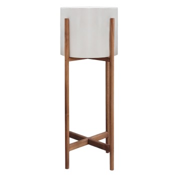 INDOOR POT RENTIL FK4684.02L FIBER CEMENT IN WHITE COLOR--TEAK BASE Φ27x66Hcm